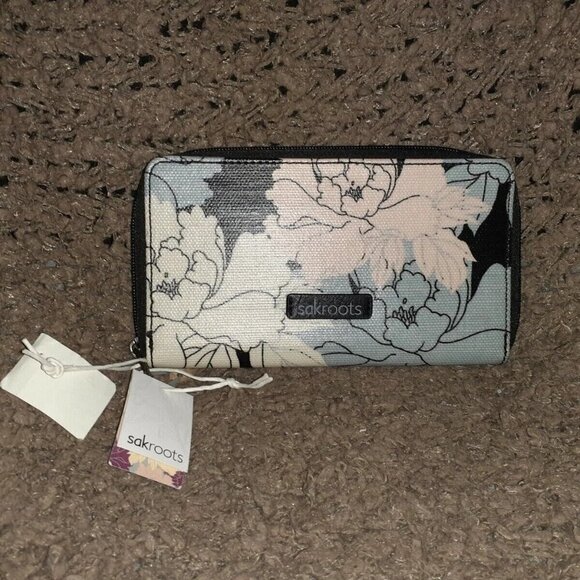 SAKROOTS-Artist Circle-PEACE WRISTLET-BLACK PEONY WALLET-TRAVEL ORGANIZER LOT - Picture 4 of 9